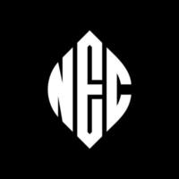 NEC circle letter logo design with circle and ellipse shape. NEC ellipse letters with typographic style. The three initials form a circle logo. NEC Circle Emblem Abstract Monogram Letter Mark Vector. vector