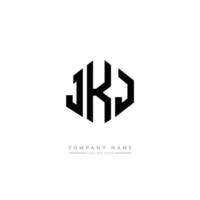 diseño de logotipo de letra jkj con forma de polígono. jkj polígono y diseño de logotipo en forma de cubo. jkj hexágono vector logo plantilla colores blanco y negro. monograma jkj, logotipo empresarial y inmobiliario.