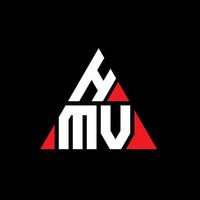 diseño de logotipo de letra triangular hmv con forma de triángulo. monograma de diseño del logotipo del triángulo hmv. plantilla de logotipo de vector de triángulo hmv con color rojo. logotipo triangular hmv logotipo simple, elegante y lujoso.