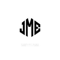 JME letter logo design with polygon shape. JME polygon and cube shape logo design. JME hexagon vector logo template white and black colors. JME monogram, business and real estate logo.