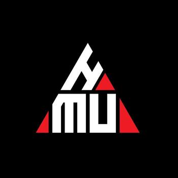 HMU triangle letter logo design with triangle shape. HMU triangle logo design monogram. HMU triangle vector logo template with red color. HMU triangular logo Simple, Elegant, and Luxurious Logo.