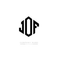 diseño de logotipo de letra jof con forma de polígono. jof polígono y diseño de logotipo en forma de cubo. jof hexágono vector logo plantilla colores blanco y negro. monograma jof, logo comercial e inmobiliario.