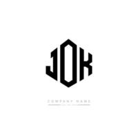 JOK letter logo design with polygon shape. JOK polygon and cube shape logo design. JOK hexagon vector logo template white and black colors. JOK monogram, business and real estate logo.