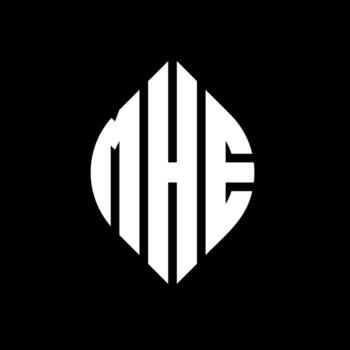 MHE circle letter logo design with circle and ellipse shape. MHE ellipse letters with typographic style. The three initials form a circle logo. MHE Circle Emblem Abstract Monogram Letter Mark Vector. vector