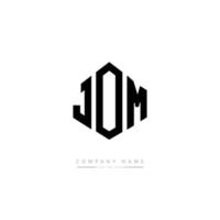 JOM letter logo design with polygon shape. JOM polygon and cube shape logo design. JOM hexagon vector logo template white and black colors. JOM monogram, business and real estate logo.
