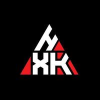 HXK triangle letter logo design with triangle shape. HXK triangle logo design monogram. HXK triangle vector logo template with red color. HXK triangular logo Simple, Elegant, and Luxurious Logo.