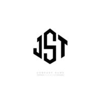 diseño de logotipo de letra jst con forma de polígono. jst polígono y diseño de logotipo en forma de cubo. jst hexágono vector logo plantilla colores blanco y negro. jst monograma, logotipo comercial e inmobiliario.