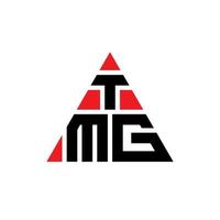 diseño de logotipo de letra triangular tmg con forma de triángulo. monograma de diseño de logotipo de triángulo tmg. plantilla de logotipo de vector de triángulo tmg con color rojo. logotipo triangular tmg logotipo simple, elegante y lujoso.