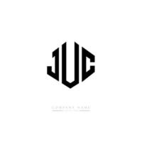 JUC letter logo design with polygon shape. JUC polygon and cube shape logo design. JUC hexagon vector logo template white and black colors. JUC monogram, business and real estate logo.