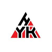 HYK triangle letter logo design with triangle shape. HYK triangle logo design monogram. HYK triangle vector logo template with red color. HYK triangular logo Simple, Elegant, and Luxurious Logo.
