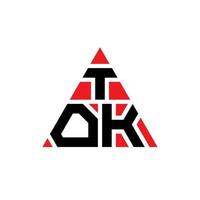 TOK triangle letter logo design with triangle shape. TOK triangle logo design monogram. TOK triangle vector logo template with red color. TOK triangular logo Simple, Elegant, and Luxurious Logo.