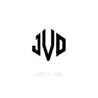 JVO letter logo design with polygon shape. JVO polygon and cube shape logo design. JVO hexagon vector logo template white and black colors. JVO monogram, business and real estate logo.