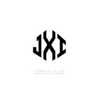 JXI letter logo design with polygon shape. JXI polygon and cube shape logo design. JXI hexagon vector logo template white and black colors. JXI monogram, business and real estate logo.