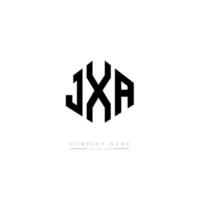 JXA letter logo design with polygon shape. JXA polygon and cube shape logo design. JXA hexagon vector logo template white and black colors. JXA monogram, business and real estate logo.
