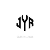 JYR letter logo design with polygon shape. JYR polygon and cube shape logo design. JYR hexagon vector logo template white and black colors. JYR monogram, business and real estate logo.