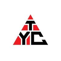 TYC triangle letter logo design with triangle shape. TYC triangle logo design monogram. TYC triangle vector logo template with red color. TYC triangular logo Simple, Elegant, and Luxurious Logo.