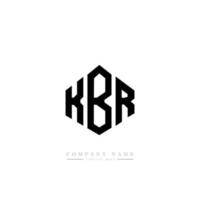 KBR letter logo design with polygon shape. KBR polygon and cube shape logo design. KBR hexagon vector logo template white and black colors. KBR monogram, business and real estate logo.