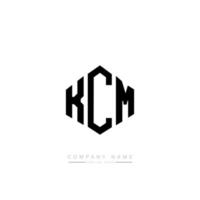 KCM letter logo design with polygon shape. KCM polygon and cube shape logo design. KCM hexagon vector logo template white and black colors. KCM monogram, business and real estate logo.