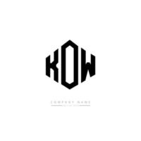 KOW letter logo design with polygon shape. KOW polygon and cube shape logo design. KOW hexagon vector logo template white and black colors. KOW monogram, business and real estate logo.