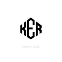 KER letter logo design with polygon shape. KER polygon and cube shape logo design. KER hexagon vector logo template white and black colors. KER monogram, business and real estate logo.