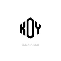 KOY letter logo design with polygon shape. KOY polygon and cube shape logo design. KOY hexagon vector logo template white and black colors. KOY monogram, business and real estate logo.