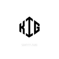 KIG letter logo design with polygon shape. KIG polygon and cube shape logo design. KIG hexagon vector logo template white and black colors. KIG monogram, business and real estate logo.