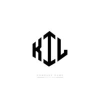 diseño de logotipo de letra kil con forma de polígono. diseño de logotipo en forma de cubo y polígono kil. plantilla de logotipo vectorial hexágono kil colores blanco y negro. monograma kil, logotipo comercial y inmobiliario. vector