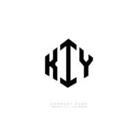 KIY letter logo design with polygon shape. KIY polygon and cube shape logo design. KIY hexagon vector logo template white and black colors. KIY monogram, business and real estate logo.