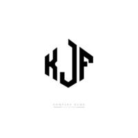 KJF letter logo design with polygon shape. KJF polygon and cube shape logo design. KJF hexagon vector logo template white and black colors. KJF monogram, business and real estate logo.