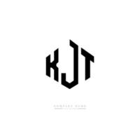 diseño de logotipo de letra kjt con forma de polígono. diseño de logotipo en forma de cubo y polígono kjt. plantilla de logotipo vectorial hexagonal kjt colores blanco y negro. monograma kjt, logotipo comercial e inmobiliario. vector