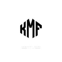 KMF letter logo design with polygon shape. KMF polygon and cube shape logo design. KMF hexagon vector logo template white and black colors. KMF monogram, business and real estate logo.