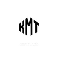 KMT letter logo design with polygon shape. KMT polygon and cube shape logo design. KMT hexagon vector logo template white and black colors. KMT monogram, business and real estate logo.