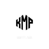 KMP letter logo design with polygon shape. KMP polygon and cube shape logo design. KMP hexagon vector logo template white and black colors. KMP monogram, business and real estate logo.
