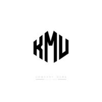 KMU letter logo design with polygon shape. KMU polygon and cube shape logo design. KMU hexagon vector logo template white and black colors. KMU monogram, business and real estate logo.