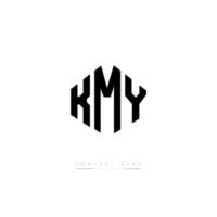 KMY letter logo design with polygon shape. KMY polygon and cube shape logo design. KMY hexagon vector logo template white and black colors. KMY monogram, business and real estate logo.