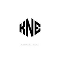 KNE letter logo design with polygon shape. KNE polygon and cube shape logo design. KNE hexagon vector logo template white and black colors. KNE monogram, business and real estate logo.