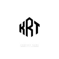 KRT letter logo design with polygon shape. KRT polygon and cube shape logo design. KRT hexagon vector logo template white and black colors. KRT monogram, business and real estate logo.