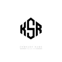 KSR letter logo design with polygon shape. KSR polygon and cube shape logo design. KSR hexagon vector logo template white and black colors. KSR monogram, business and real estate logo.