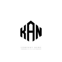 KAN letter logo design with polygon shape. KAN polygon and cube shape logo design. KAN hexagon vector logo template white and black colors. KAN monogram, business and real estate logo.