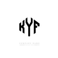 KYF letter logo design with polygon shape. KYF polygon and cube shape logo design. KYF hexagon vector logo template white and black colors. KYF monogram, business and real estate logo.