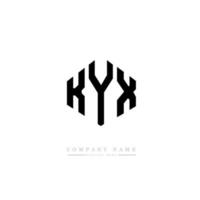 KYX letter logo design with polygon shape. KYX polygon and cube shape logo design. KYX hexagon vector logo template white and black colors. KYX monogram, business and real estate logo.