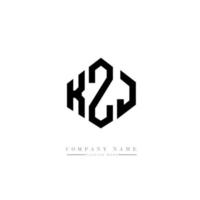 KZJ letter logo design with polygon shape. KZJ polygon and cube shape logo design. KZJ hexagon vector logo template white and black colors. KZJ monogram, business and real estate logo.