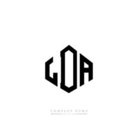 LDA letter logo design with polygon shape. LDA polygon and cube shape logo design. LDA hexagon vector logo template white and black colors. LDA monogram, business and real estate logo.