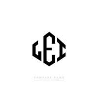 LEI letter logo design with polygon shape. LEI polygon and cube shape logo design. LEI hexagon vector logo template white and black colors. LEI monogram, business and real estate logo.