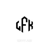 LFK letter logo design with polygon shape. LFK polygon and cube shape logo design. LFK hexagon vector logo template white and black colors. LFK monogram, business and real estate logo.