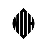 NDH circle letter logo design with circle and ellipse shape. NDH ellipse letters with typographic style. The three initials form a circle logo. NDH Circle Emblem Abstract Monogram Letter Mark Vector. vector
