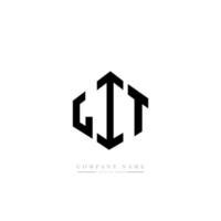 LIT letter logo design with polygon shape. LIT polygon and cube shape logo design. LIT hexagon vector logo template white and black colors. LIT monogram, business and real estate logo.