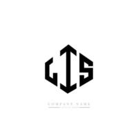 diseño de logotipo de letra lis con forma de polígono. Diseño de logotipo en forma de cubo y polígono de lis. lis hexágono vector logo plantilla colores blanco y negro. monograma de lis, logotipo comercial y inmobiliario.