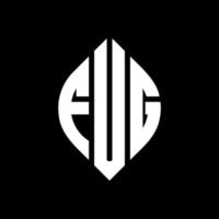 FUG circle letter logo design with circle and ellipse shape. FUG ellipse letters with typographic style. The three initials form a circle logo. FUG Circle Emblem Abstract Monogram Letter Mark Vector. vector
