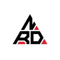 NRD triangle letter logo design with triangle shape. NRD triangle logo design monogram. NRD triangle vector logo template with red color. NRD triangular logo Simple, Elegant, and Luxurious Logo.